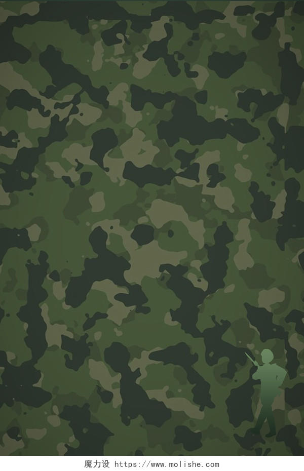 八一建军节绿色迷彩军人剪影建军节海报背景